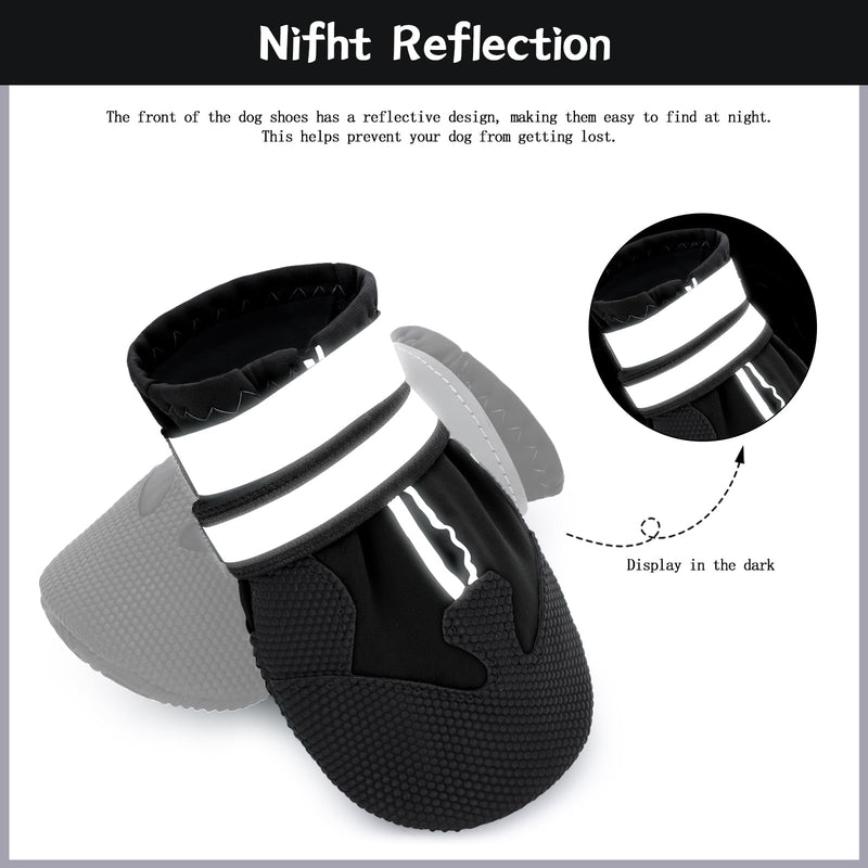Winter Dog Boots - Non-Slip Dog Shoes for Snow/Summer Hot Pavement, Reflective Dog Booties & Paw Protectors for Medium/Large Dogs L Black - PawsPlanet Australia