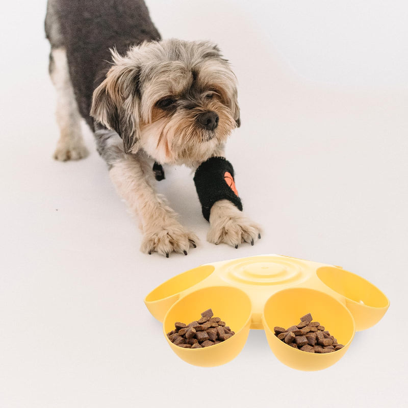 UKCOCO Multipurpose Pet Feeding Bowl 14-Inch Flower Shape Multi Cat Feeder Dog Treats Dispenser Easy to Clean Food Water Dish Yellow - PawsPlanet Australia
