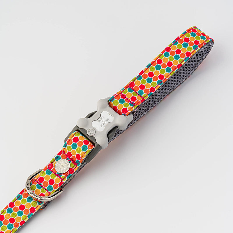 HUGO & HUDSON Nylon Dog Leash 4ft Pet Leash Soft Padded Handle, Multi-Color Geometric, 47" x 1" M/L - PawsPlanet Australia