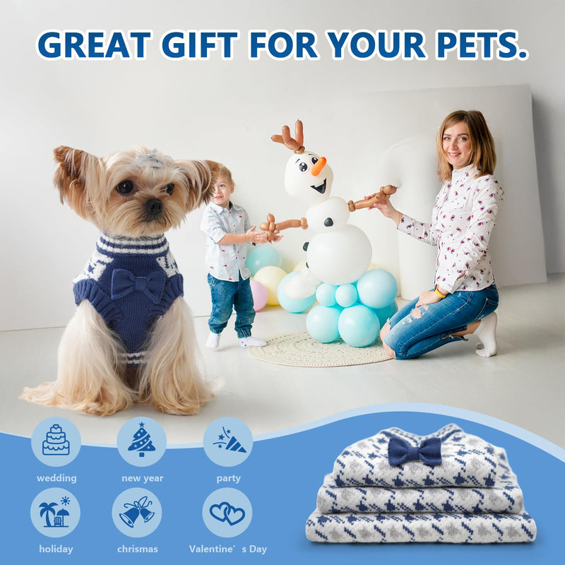 Dog Sweaters for Small Dog Male Cold Weather Doggie Knitwear Sweater Pet Winter Knit Outfit Chihuahua Pocket Beagle Mini Dachshund Yorkie Schnauzer Clothes for Dog Girls Boys (Blue, M) Blue Medium - PawsPlanet Australia