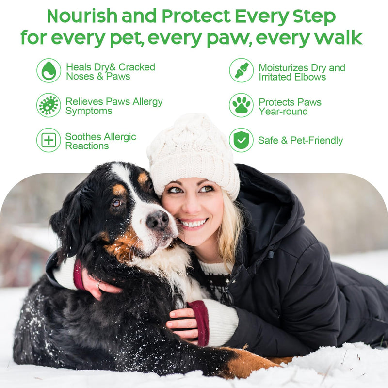 Dog Paw Balm & Nose Balm (2.1oz ), Lick-Safe | All-Natural Dog & Cat Paw Protector Soother with Organic Coconut Oil for dog Dry and Cracked Paws, Nose, Elbows for Hot Pavement & Winter Protection 1 Pack