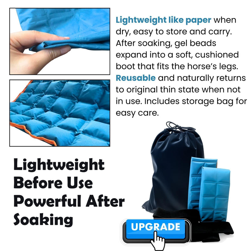 Reusable Gel Horse Ice Boots – 2 Pack Cold Therapy Gel Wraps with Adjustable Straps for Horses’ Leg, Ankle, and Knee, Reusable Cooling Boots for Equine Care & Equestrian Use Aqua Blue with Orange Trim - PawsPlanet Australia