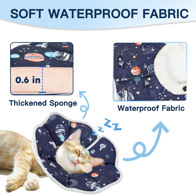 Cat Cone Collar Soft, Waterproof Cat Recovery Collar After Surgery, Adjustable Pet Donut Collar, Safety Elizabethan Collar to Prevent Licking Wounds for Kittens, Pet Cone Alternative Dark Blue Medium