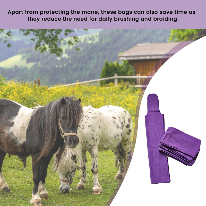 Ranch Hand Horse Mane Bags | Horse Tack/Supplies | Pack of 6 | Protect Horse's Mane from Wind, Sun, Mud, Preventing Tangles, Rubbing Out, and Breakage | Handmade with High-Quality Nylon (Purple) Purple - PawsPlanet Australia