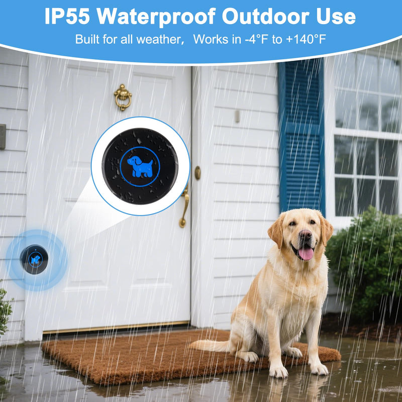 Dog Door Bell, Wireless Dog Doorbells for Potty Training – Dog Bells to Go Outside, 1000Feet Range, Waterproof Button, 55 Melodies & 5 Notification Modes (2 Buttons) 2 Buttons - PawsPlanet Australia