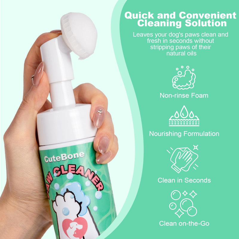 CuteBone Gentle Dog Paw Foaming Cleanser No Rinse- Hygienic Care for Dogs and Cats, 5 fl oz (150ml) - PawsPlanet Australia