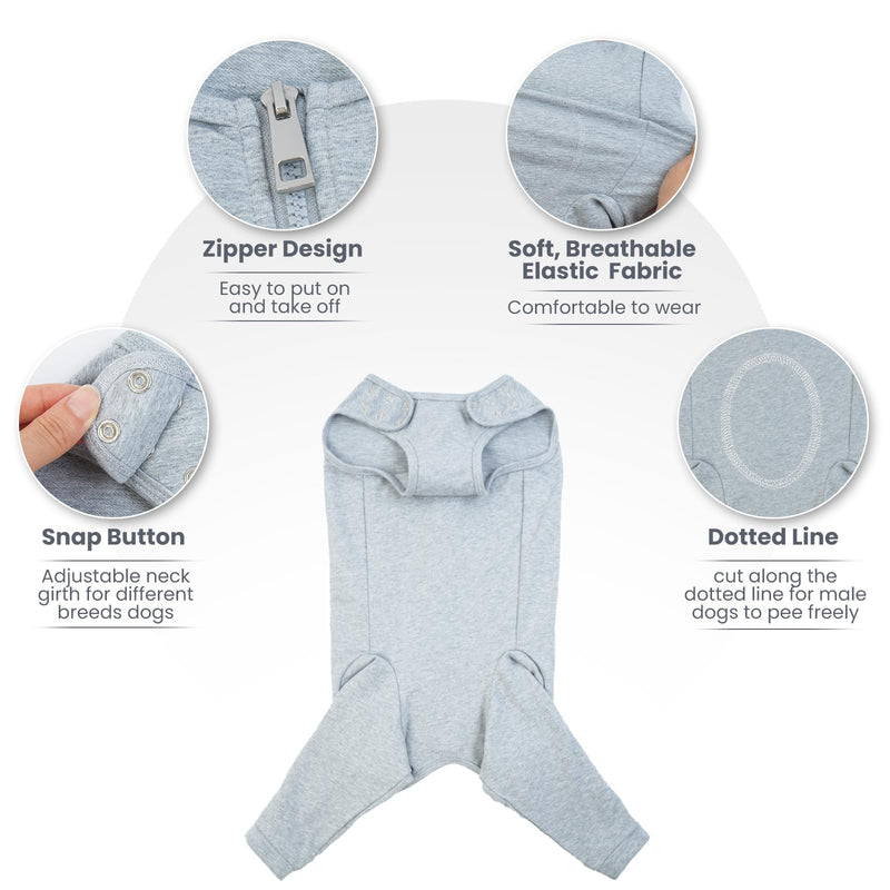 Nanaki Dog Wound Care Shirt,Dog Leg Sleeve To Stop Licking Rear Leg And Abdomen,Dog Surgery Suit Female Spay,Dog Onesie For Surgery Female Male,Dog Surgical Recovery Suit Female Dog Wound Heal Clothes 2XL(Back:23.2", Weight:40-85Ib) Gray - PawsPlanet Australia