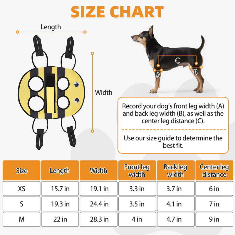 Dog Grooming Hammock for Small Dogs Cats, Cute Bee Design Dog Hanging Harness for Nail Trimming/Clipping, Pet Sling with Grooming Kit and Thick Neck Support & Strap Restraint Claw Care, XS X-Small Yellow Bee