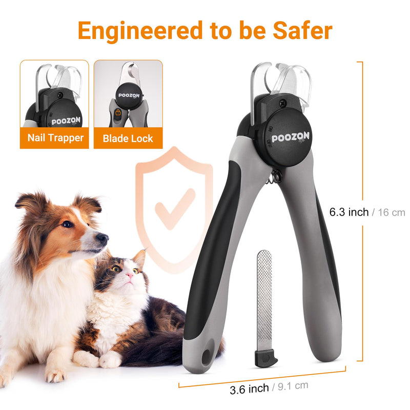 Dog Nail Clipper with Light, Illuminates Nail Clipper Kit or Bloodline for Safe, Easy Trimmers, Extra Sharp for Thick Nails, Quick Sensor, Avoid Over Cutting Toenail, for Cats & Dogs Grey - PawsPlanet Australia