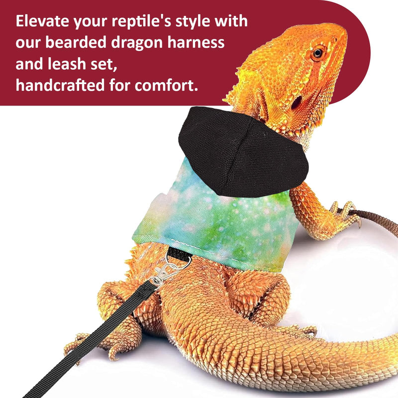 Bearded Dragon Lizard Hoodie Leash Suit Reptile pet Outdoor Chest Harness Chameleon Squirrel Leash Hooded Clothes Suitable for Bearded Dragon Lizard Reptiles（Black hat） Black hat - PawsPlanet Australia