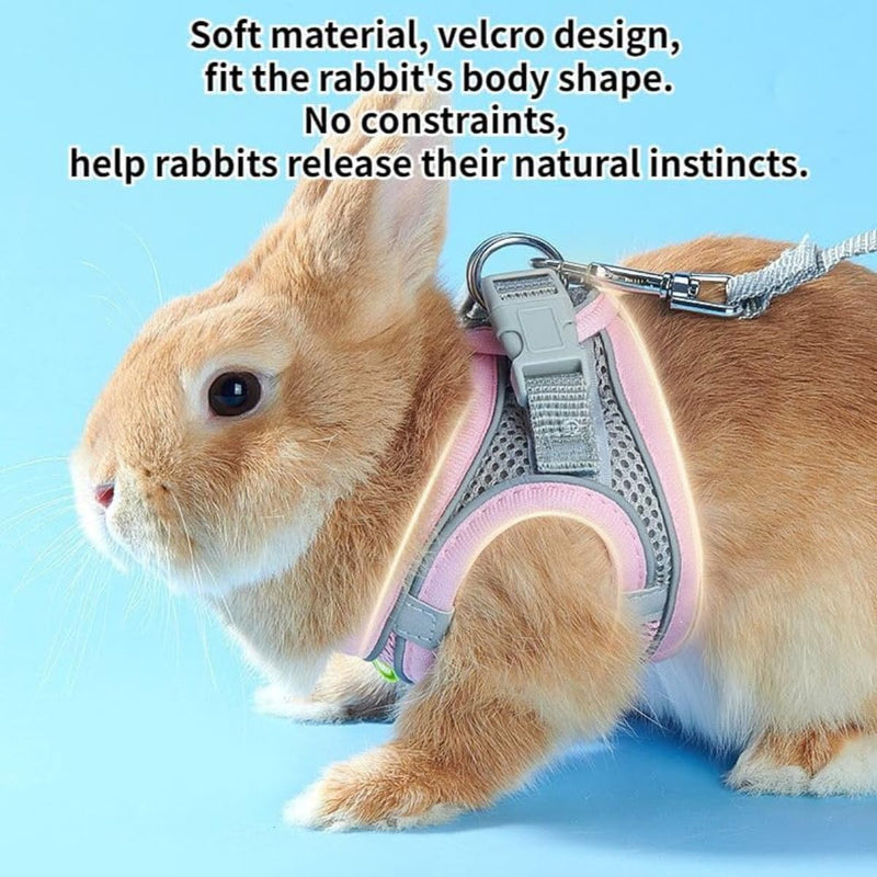 Pet Harness,Rabbit Harness and Leash Set, Breathable Pet Vest, Reflective Strips Jacket for Small Kitten, Puppy, Rabbit (Green,S) Green S - PawsPlanet Australia
