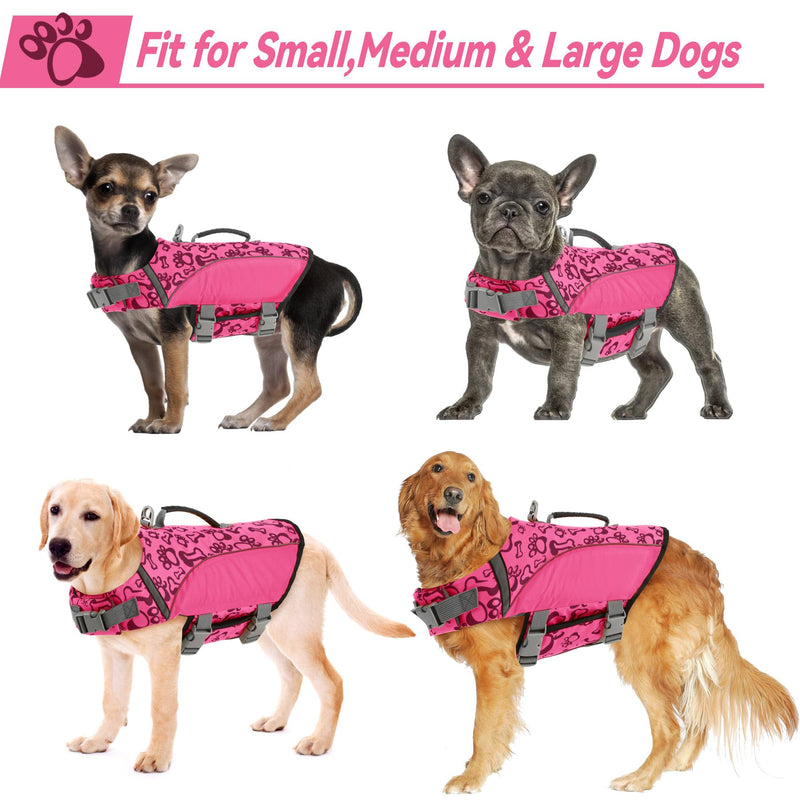 ALAGIRLS Dog Life Jacket Safety Pet Flotation Life Vest, Adjustable Dog Swimming Vest Pet Life Preserver with Superior Buoyancy & Rescue Handle for Small Medium Large Dogs, Pink L L(Chest Girth 53-72cm)