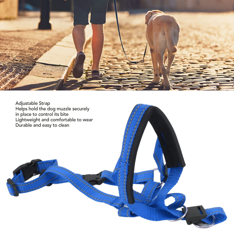 Pet Headcollar Stops Pets from Pulling, Dog Head Collar Dog Head Halter with Safety Strap for Outdoor Walk Headcollars Collars (L) L Blue