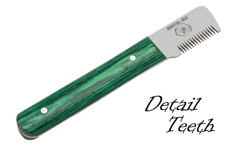 Brutul Bee Dog Grooming Coat Stripping Knife Stripper Trimmer Tool Wooded Handle Stripping Knives Set of 6 in Stainless Steel Non-Slip Tools for Grooming Dogs (Green) Green