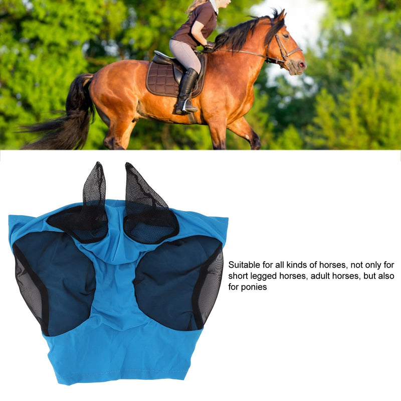Horse Fly Mask with Ears Protection Professional Sun Comfortable Breathable Design for Barn Horses Blue 44x36cm