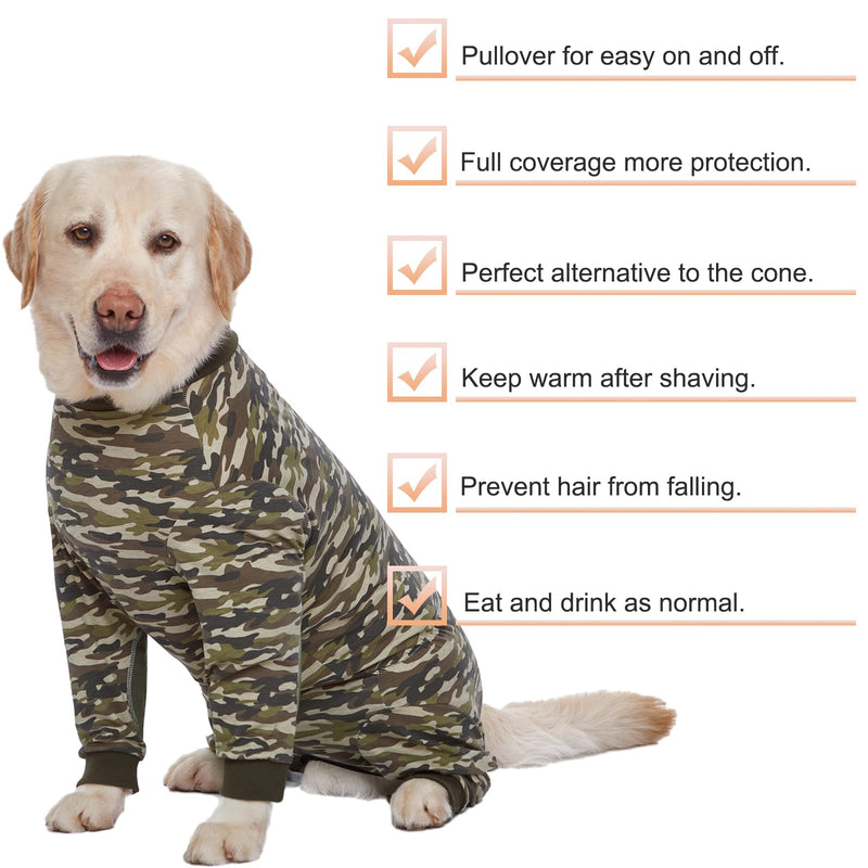Yeapeeto Dog Onesie Surgery Recovery Suit for Large Medium Bodysuit Dogs Pajamas PJS Full Body for Shedding, Prevent Licking, Wound Protection, Cone Alternative (5XL, Camo) 5XL - PawsPlanet Australia