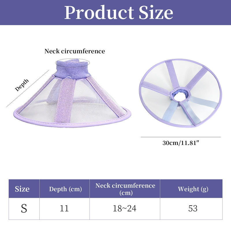 Conical Collars for Cats, Purple Breathable Air Fabric, Post-Operative Protective Collar to Prevent Licking, Adjustable Size, Suitable for Kittens and Cats