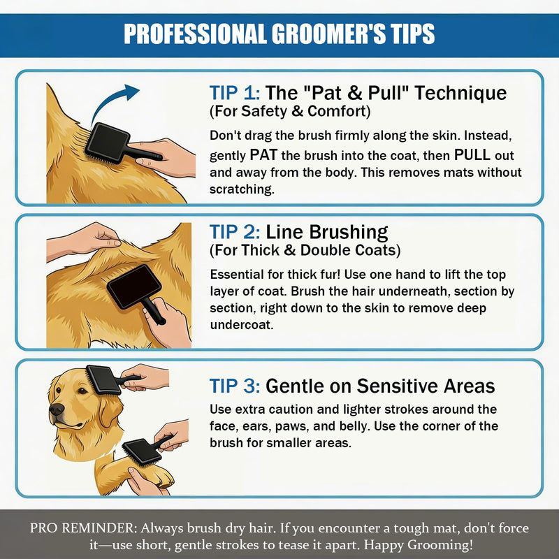 Large Slicker Brush for Dogs, 4-in-1 Beech Wood Long Pin Dog Brush Grooming Kit for Pets, Professional Deshedding Brush Set for Doodles,Goldendoodles & Thick Coats, Black - PawsPlanet Australia