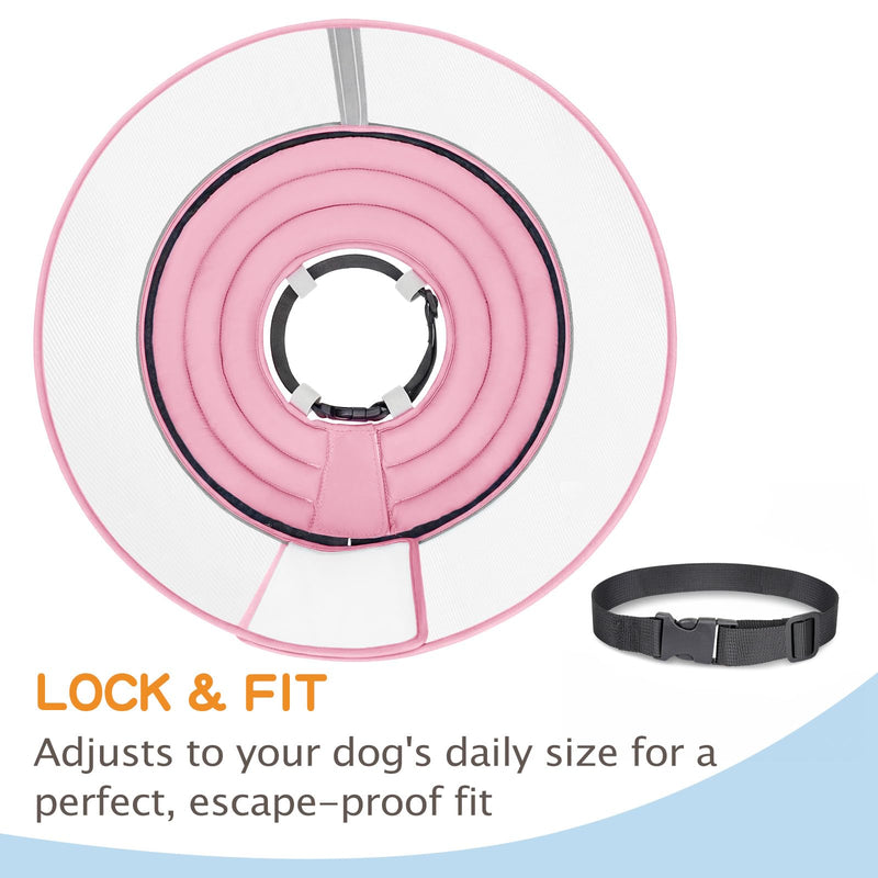Raised Dog Cone Collar Alternative After Surgery, Soft Dog Cone for Small Medium Large Breeds to Stop Licking, Pet Neck Donut Collar After Surgery Pink XL