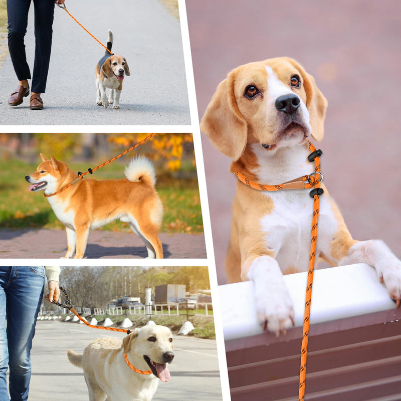 lynxking Slip Lead Dog Leash Reflective, Heavy Duty Comfortable Strong Rope for Large Medium Small Dogs No Pull Pet Training (Orange, Small 3/8in x 6ft-Slip Lead) Orange - PawsPlanet Australia