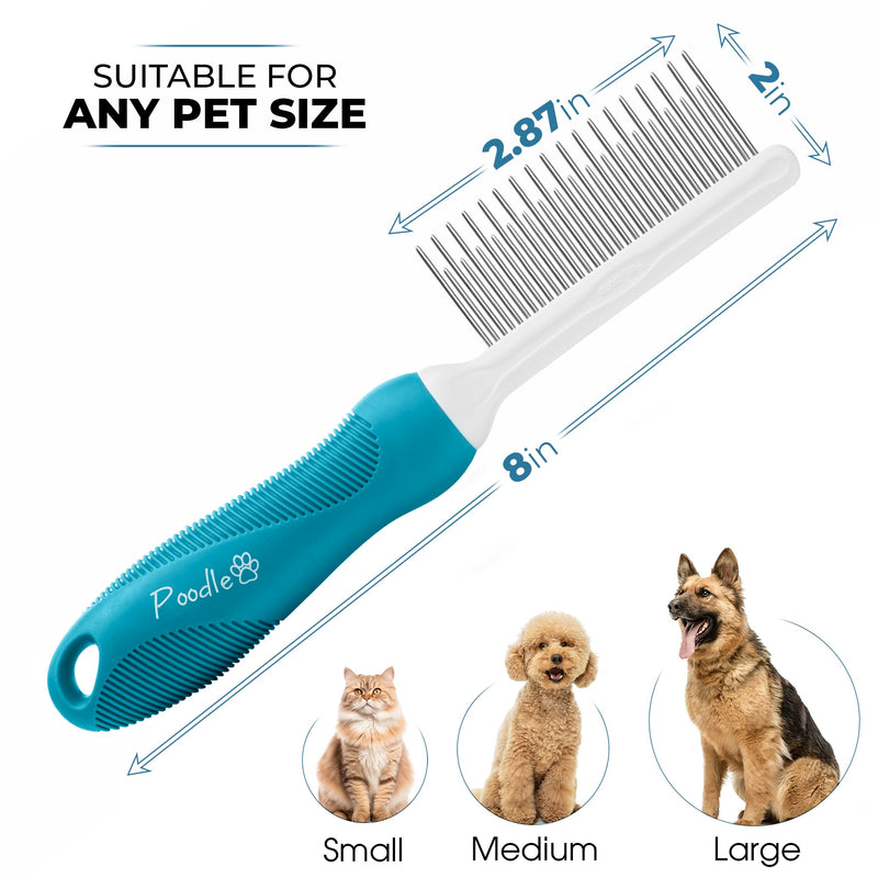 Poodle Pet Bundle - Detangling Pet Comb for Removing Matted Fur, Knots, and Tangles + Slicker Brush for Small and Large Dogs Pet Hair Remover, Safe and Gentle for Dogs and Cats - PawsPlanet Australia