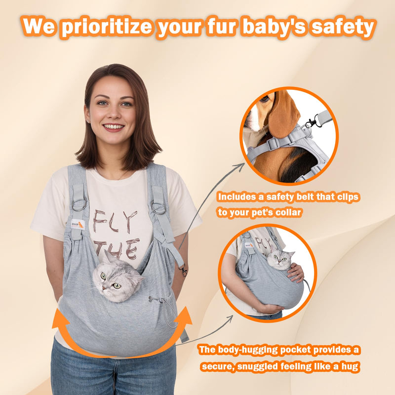 Dog Sling Carriers for Small Dogs,Carrier Sling for Cats and Pupp, Carrying Wrap Front Backpack Cat Sling,Adjustable Chest Pet Sling Grey - PawsPlanet Australia