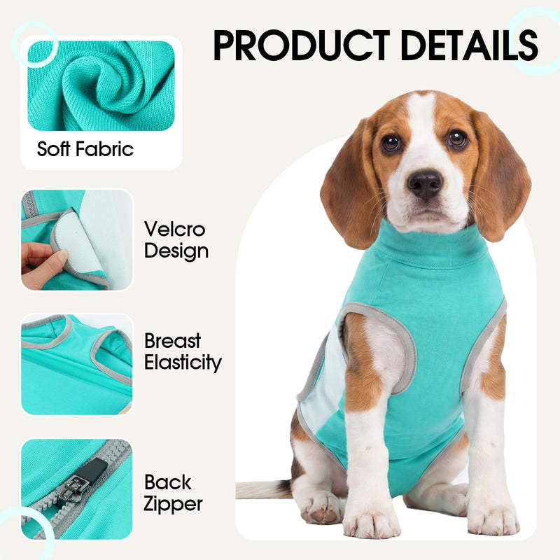 Dog Surgery Recovery Suit, Soft Breathable Dog Recovery Suit Female & Male, Dog Onesie After Surgery, Anti Licking Surgical Suit for French Bulldog Beagle Shiba Inu Green M