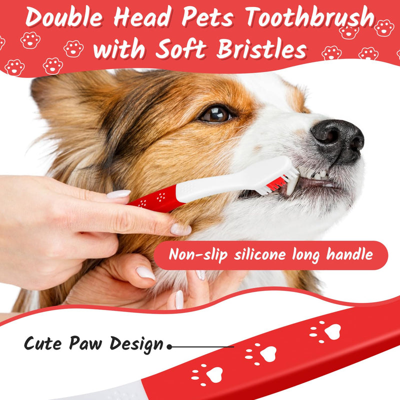 3 Pack Dog Toothbrush for Pet Small and Large Breed Dogs Cats with Soft Bristles, Dual Head Puppy Toothbrushes Kit in Bulk, Non Slip Individual Packing, 360 Easy Teeth Cleaning and Dental Care 3 Count (Mix) - PawsPlanet Australia