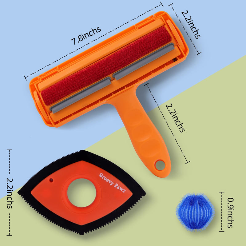 Ultimate Pet Hair Removal Kit | Car Pet Hair Removal | 18 Pet Hair Attracting Washer/Dryer Balls | Reusable Static Hair Brush | Dog Brush/Edge Cleaner | Safe and Gentle | GROOVY PAWZ - PawsPlanet Australia