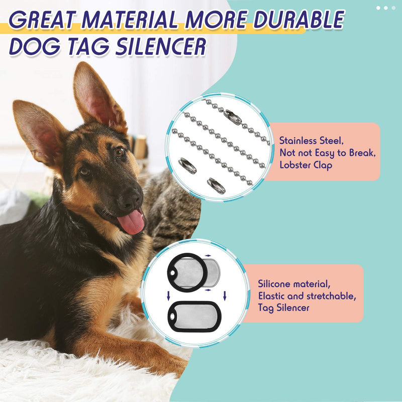 Weewooday 8 Pieces Military Dog Tag Silencers Set Silicone Silencer Black with 4 Stainless Steel Ball Chain 4.7 inch & 27.5 inch to Reduce Noise and Protect Tag - PawsPlanet Australia