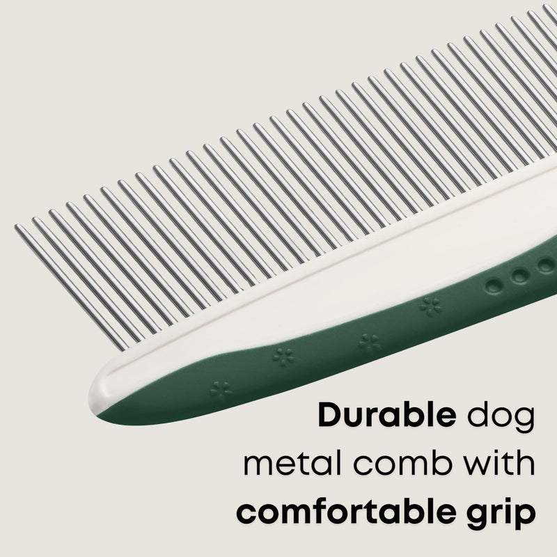 Freshly Bailey Metal Comb for Dogs - Greyhound Comb for Grooming Poodle, Doodle, Goldendoodle - Dog Comb with Dual Teeth for Curly & Wavy Coats