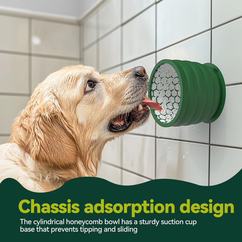 Dog Slow Feeder Lick Bowl with Suction Cup - Honeycomb Dog Lick Mat for Anxiety Relief - Non-Slip Cylindrical Pet Licking Bowl for Grooming, Training - BPA Free Silicone for Small to Large Dogs - PawsPlanet Australia