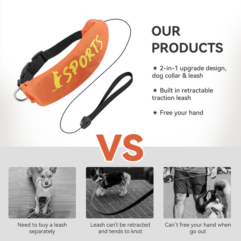 2 in 1 Dog Collar with Retractable Dogs Leash, Adjustable Dog Collar for Medium to Large Dogs Size L - PawsPlanet Australia