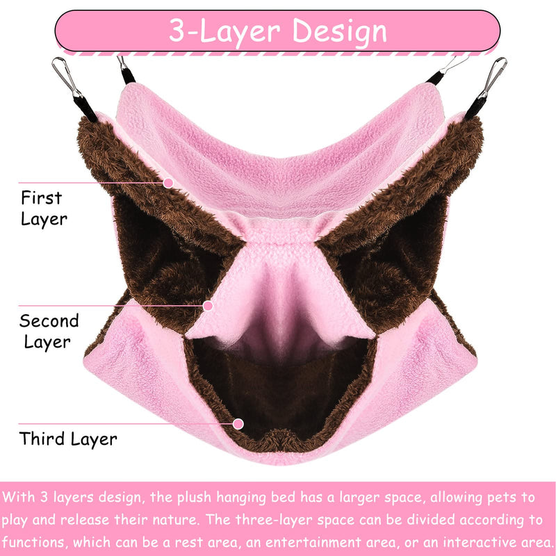 XINRUI 3 Tier Ferret Rat Hammock,Guinea Pig Cage Accessories,11.8x11.8 Inches,Pet Cage Hanging Bunkbed Hammock for Small Animals,Guinea Pig,Ferret,Kitten,Squirrel,Chinchilla,Rat,Parrot pink - PawsPlanet Australia