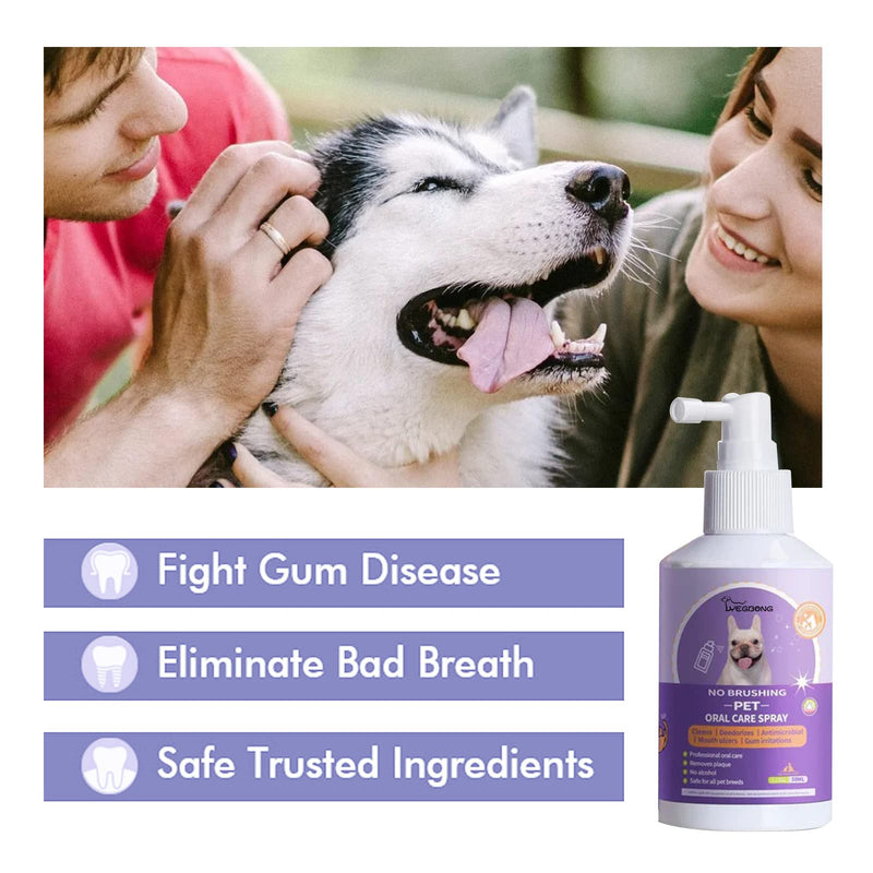 2 Pcs Pet Oral Care Spray,2023 New Pet Clean Teeth Spray,Pet Clean Teeth Cleaning Spray for Dogs & Cats,Pet Oral Spray Clean Teeth,Petclean No Brushing Pet Oral Care Spray