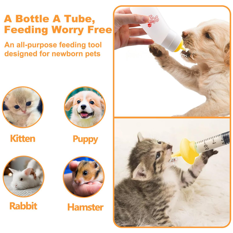 Pet Feeding Nipple with Syringe, Soft Silicone Nursing Pet Feeding Bottle, Ventilation Valve Resistant Tearing for Puppies, Kittens, Rabbit, Small Wildlife (Yellow) 1 Count (Pack of 14) Yellow-M Size - PawsPlanet Australia