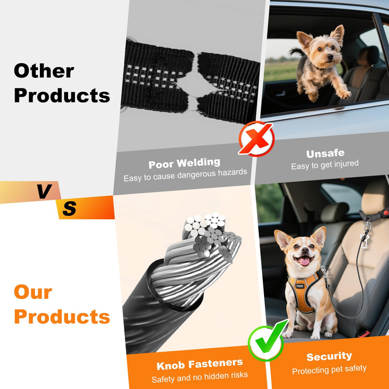 Dog Seat Belt for Car,Chew Proof Dog Car Seat Belt,2 in 1 Car Harness for Dogs Safety Seat Belt,Heavy Duty Pet Seat Belt for Medium & Large Dogs Chewer Black - PawsPlanet Australia