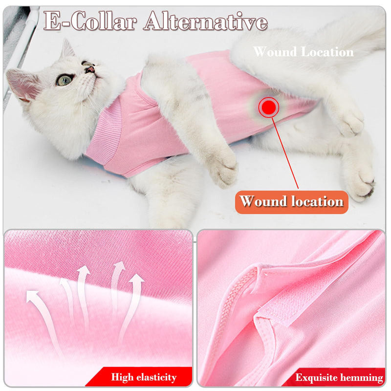 Cat Recovery Suit for Abdominal Wounds or Skin Diseases, Breathable Cat Surgery Recovery Suit E-Collar Alternative for Cats, After Surgery Wear Surgical Suit for Cats Anti Licking Wounds Medium Pink - PawsPlanet Australia