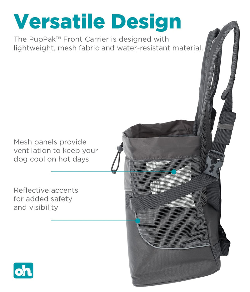 Outward Hound PoochPouch & PupPak Carriers, Lightweight Dog Packs & Front Carriers PupPak Front Carrier Medium Grey - PawsPlanet Australia