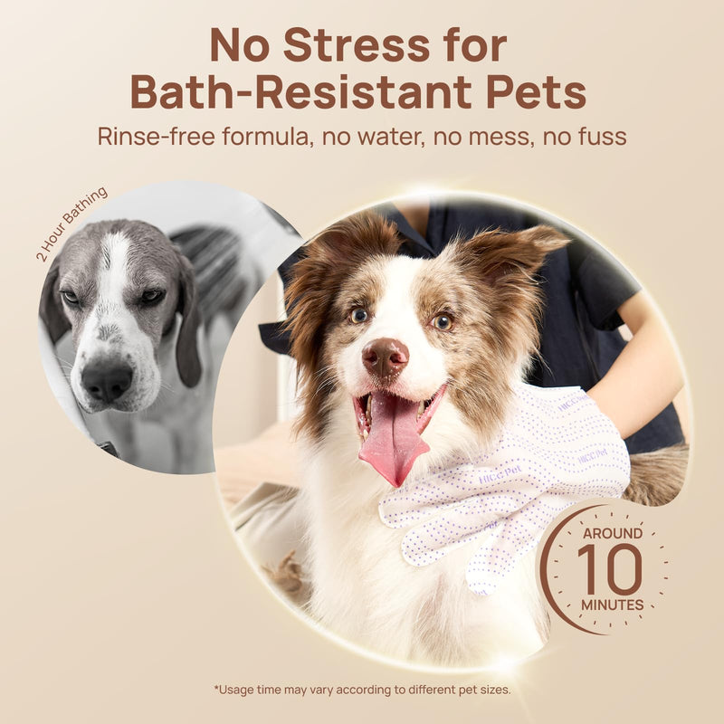 HICC PET Glove Wipes Pro – Pet Cleaning Gloves for Dogs & Cats – Infused with Coconut Oil & Plant Extracts – Hypoallergenic, Gentle, Spa-Like Care at Home Coconut Scent 20 Pcs - PawsPlanet Australia