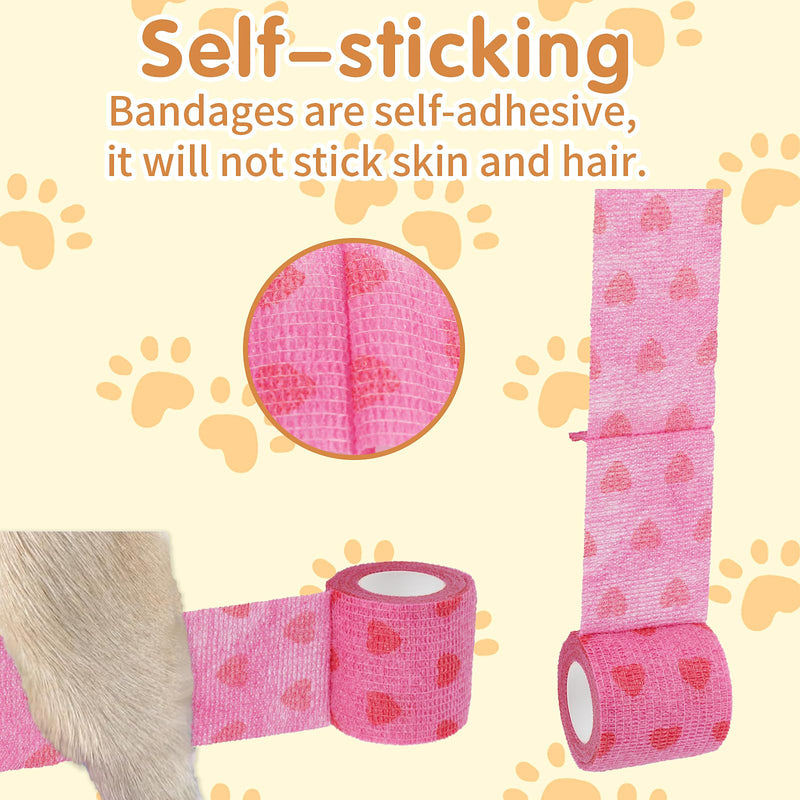 KIMOBER 12 Rolls Self Adhesive Pet Wrap Bandage Non-Woven Tape Vet Wrap Cohesive Bandages for Dogs Pet Animals Horse Cat Bird Animals,2 Inch x 5 Yards - PawsPlanet Australia