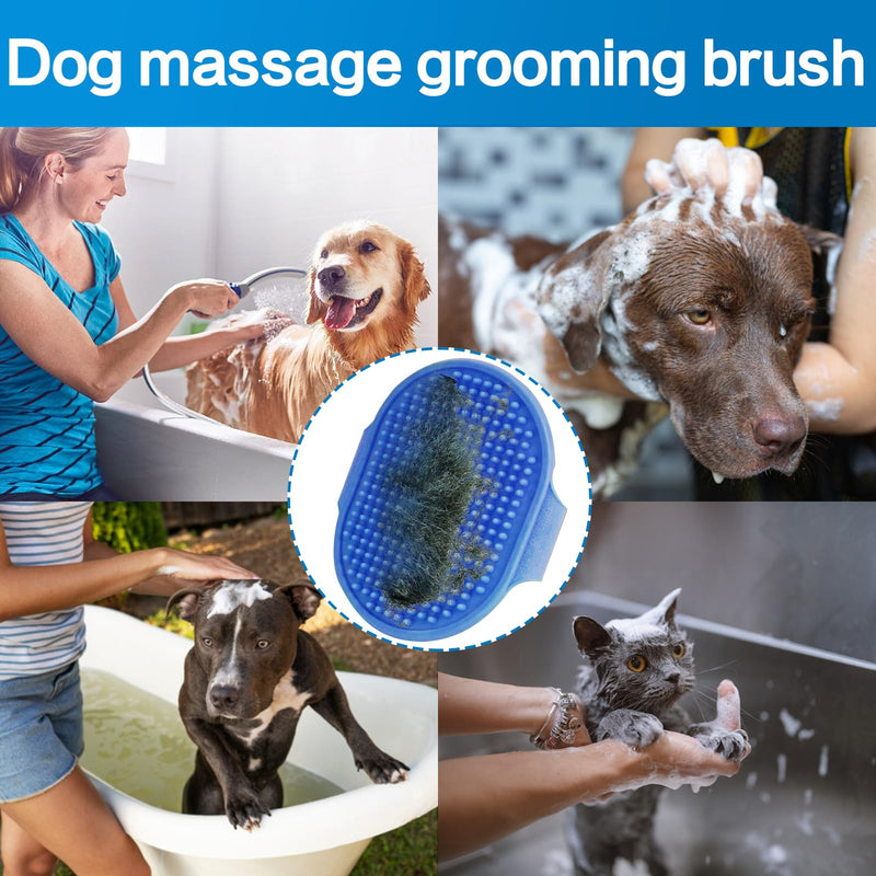 Pet Bath Brush, 2Pcs Dog Bath Brush 2 in 1 Dog Shampoo Brush with Built-in Soap Dispenser for Showering Long Short Haired Dogs Cats