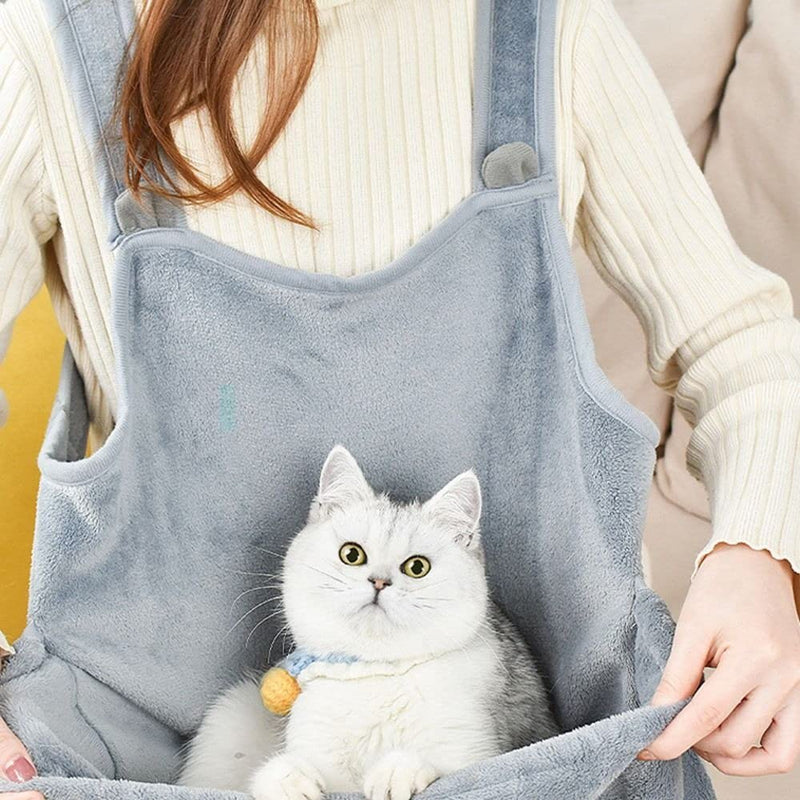 Pet Carrier Apron with Sleeping Pocket, Portable Hands Free Shoulder Front Cat Sling Carrier Bag Soft Breathable Cotton Accompany Carrier Pouch for Small Dog and Cat - PawsPlanet Australia