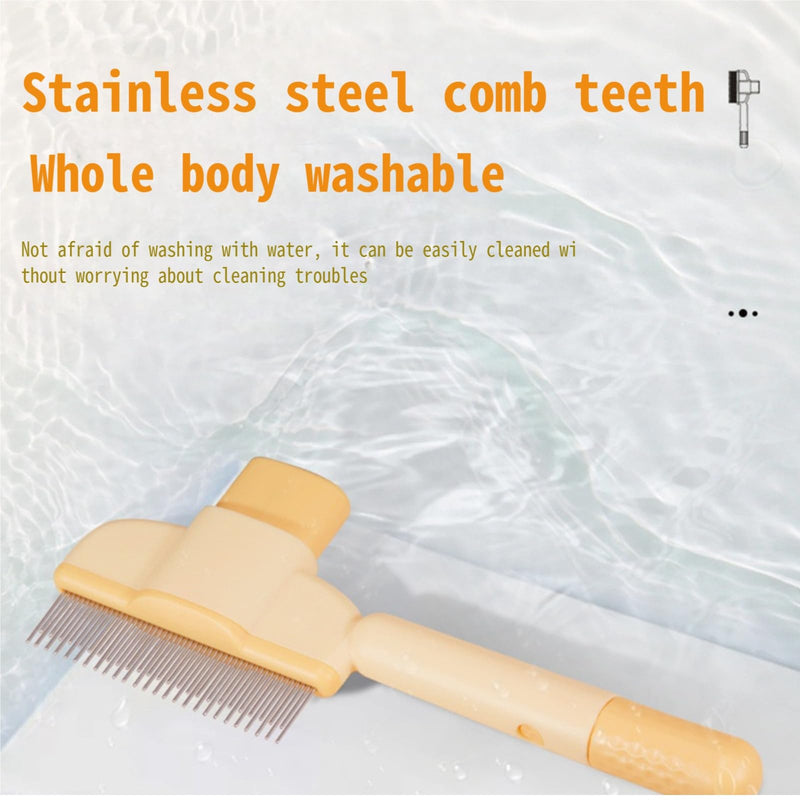 Pet Hair Removal Comb Flea Comb, Cat Grooming Brush with Release Button, Cat Grooming Supplies for Short and Long Hair Cats Removing Matted Fur - PawsPlanet Australia