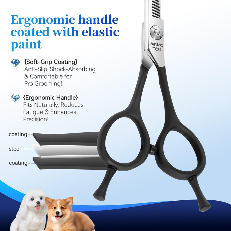 4.5" Small Dog Grooming Scissors with Comfortable Non-slip Handle and Safety Round Tip 440C Thinning Sharp Blades Dog Shears for Eyes, Ears and Paws Easy to Use. Thinning Scissors - PawsPlanet Australia
