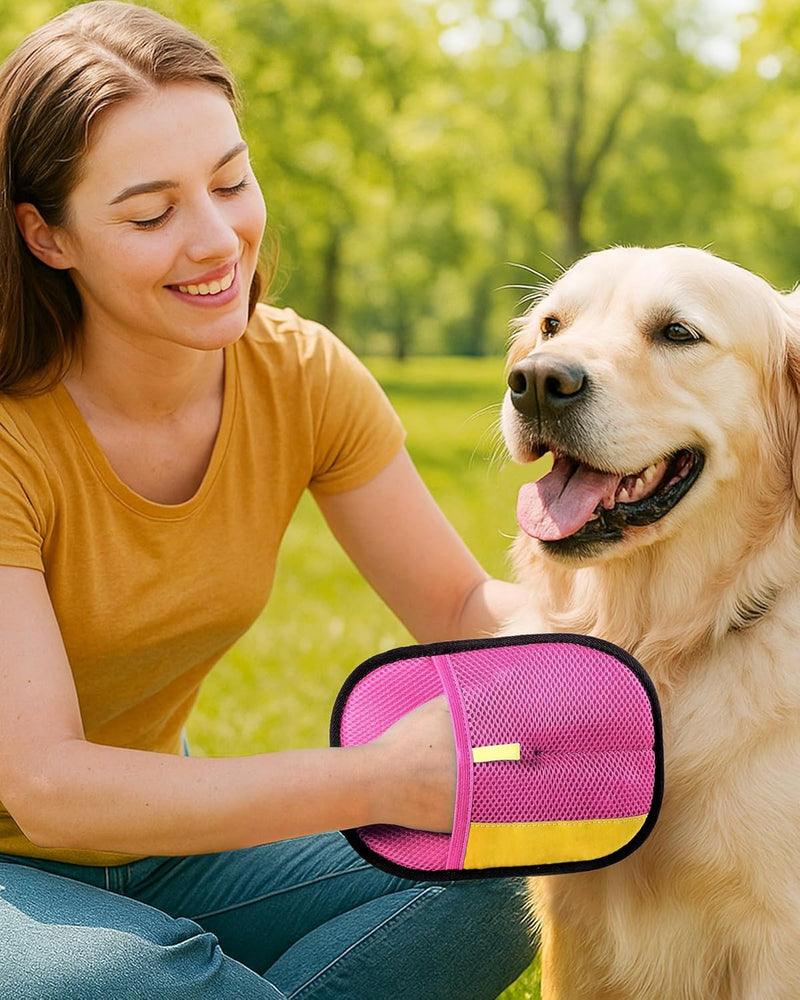2025 Thickened Electrostatic Pet Hair Removal Gloves - Reusable Strong Grooming Gloves for Cats & Dogs Pink - PawsPlanet Australia