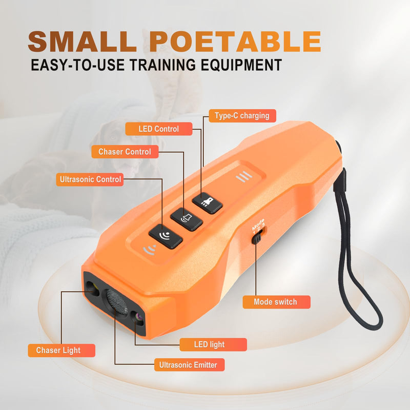 Dog bark Deterrent Device,Ultrasonic Anti Barking, Rechargeable Anti-Barking Device for Dogs Safe & Effective Portable Anti Barking Safe and Effective for Indoor and Outdoor use (Orange) Orange