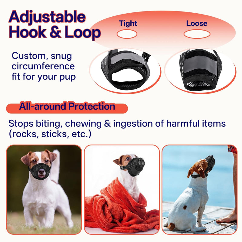 2 Pack Dog Muzzle for Large Dogs, Soft Air Mesh Breathable Muzzle Allows Panting Drinking, Adjustable Pet Muzzles with Upgraded Buckle to Prevent Biting Barking for Walks, Grooming, Black, XL Black-2pcs X-Large - PawsPlanet Australia