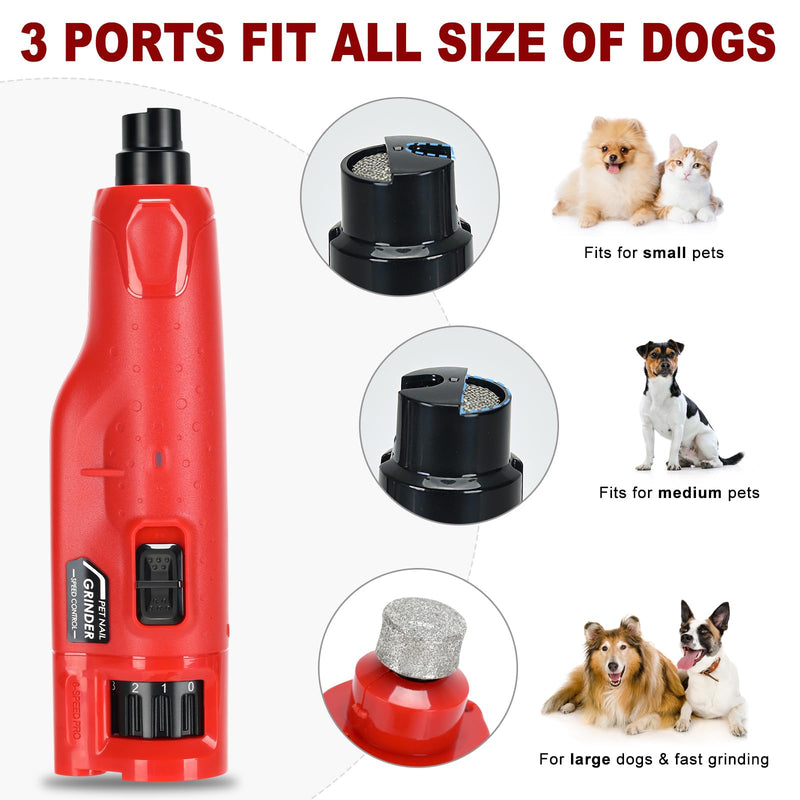 Dog Nail Grinder Kit–Electric Pet Nail Trimmer with LED Light&Replaceable Grinding Wheel,Low-Noise Grooming Tool,6-Speed Adjustable Cordless Rechargeable Design for Large/Small Dogs & Cats - PawsPlanet Australia
