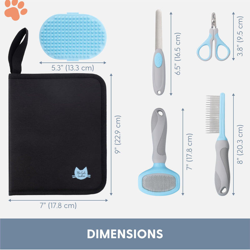 The Cat Ladies Cat Grooming Kit - 5 Piece Brushes Kit - with Comb and Matted Fur Undercoat Deshedding Cat Hair Brush for Long Haired Cats or Short Haired Kittens or Bunny Rabbits - PawsPlanet Australia